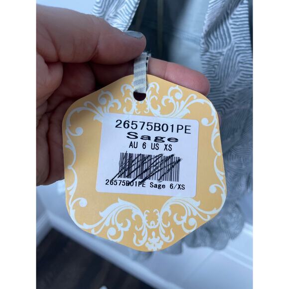 NWT, Debbie Dabble, Size XS, Sage Green Dress, Fit & Flare, Ruffles, Open Back - Picture 5 of 7